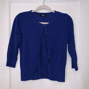 Premise Studio Royal Blue 3/4 Sleeve Button Down Blouse